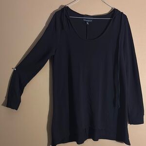 Black Relaxed Hoodie Long Sleeve Tunic.